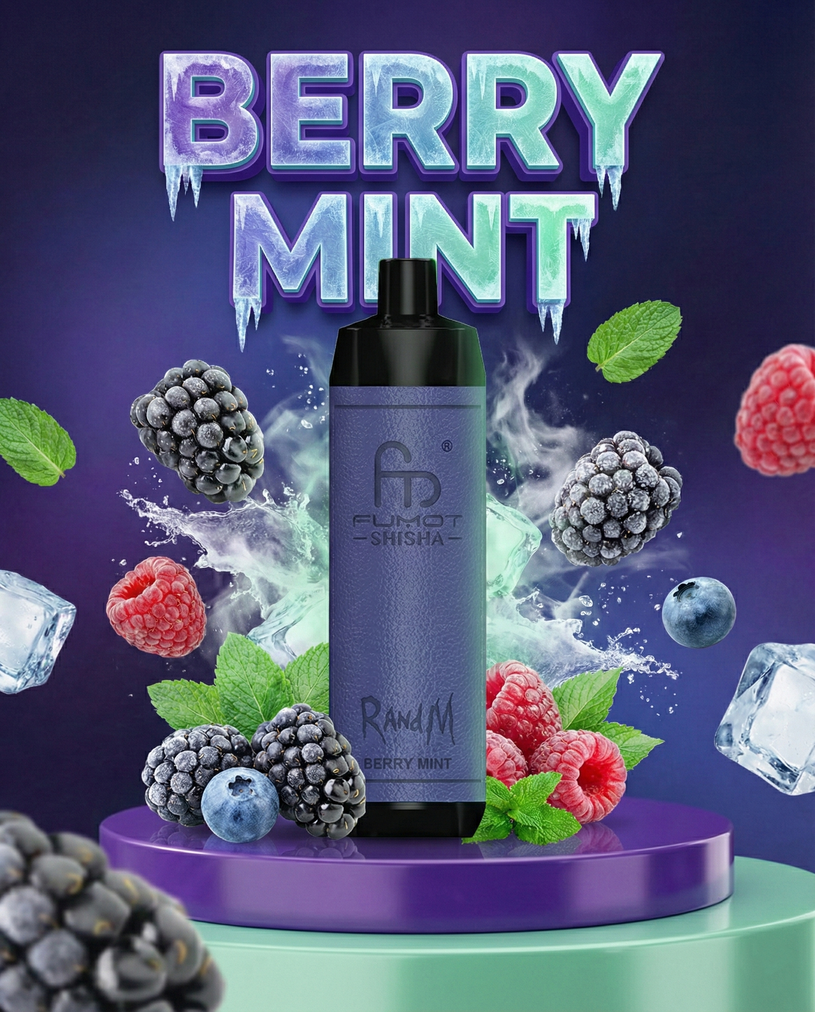 RandM Tornado 10000 Berry Mint Geschmack