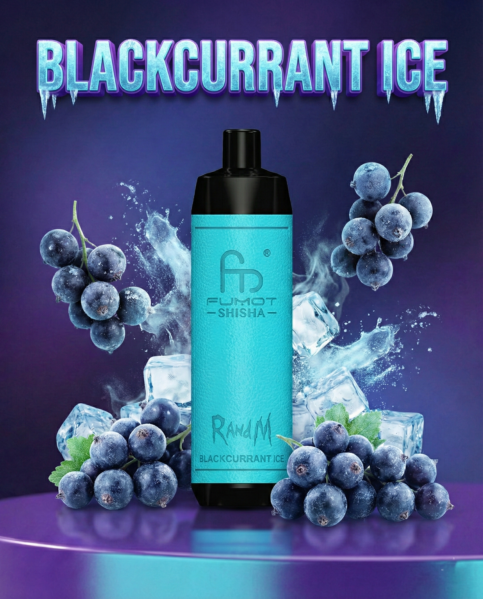 RandM Tornado 10000 Vape Geschmack Blackcurrant Ice